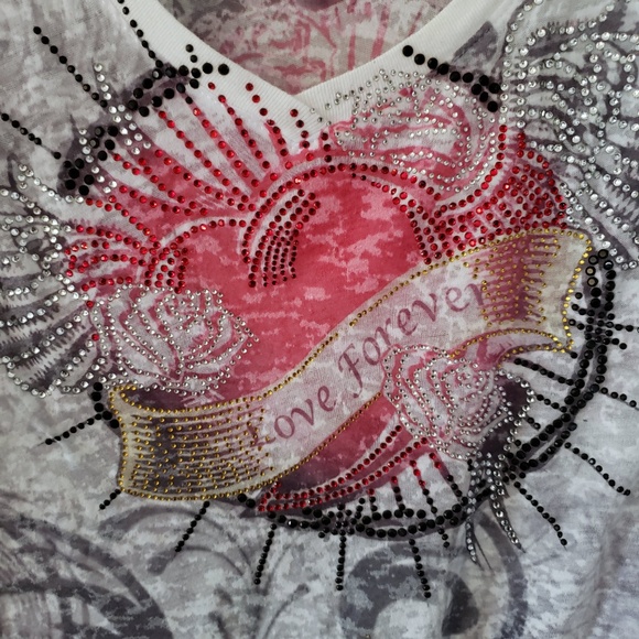 T Party Heart/Wings Graphic Embellished Bling Tee - Picture 3 of 4